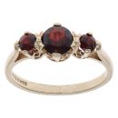 9ct Yellow Gold Garnet Three Stone Ring