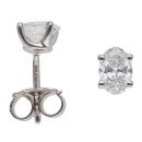 9ct White Gold 1.00ct Oval Cut Lab Grown Diamond Stud Earrings