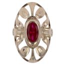 14ct Yellow Gold Red Gemstone Openwork Ring