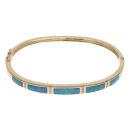 14ct Yellow Gold 0.15ct Diamond And Opal Bangle