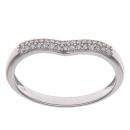 9ct White Gold 0.15ct Diamond Two Row Wishbone Ring