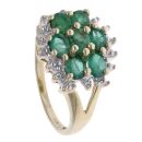 9ct Yellow Gold 0.02ct Diamond and Emerald Cluster Ring