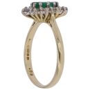 18ct Yellow Gold 0.65ct Brilliant Cut Diamond and Emerald Cluster Ring