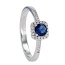 Silver Cubic Zirconia And Blue Gemstone Cluster Ring by Icesia