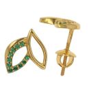 22ct Yellow Gold Green Gemstone Leaf Stud Earrings