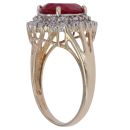 9ct Yellow Gold 0.10ct Diamond and Created Ruby Cluster Ring