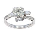 18ct White Gold 2.00ct Brilliant and Baguette Cut Diamond Solitaire Ring