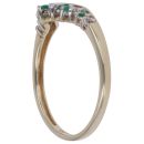 9ct Yellow Gold 0.05ct Diamond and Emerald Wishbone Ring