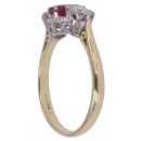 18ct Yellow Gold 0.40ct Brilliant Cut Diamond and Ruby Three Stone Ring