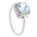 9ct White Gold 0.15ct Brilliant Cut Lab Grown Diamond and Blue Topaz Cluster Ring