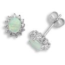 18ct White Gold Diamond 0.19ct Opal 0.37ct Stud Earrings