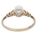 9ct Yellow Gold Pearl Heart Single Stone Ring