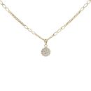 14ct Yellow Gold Cubic Zirconia Cluster Pendant And 18" Chain