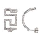 18ct White Gold 0.35ct Brilliant Cut Diamond Greek Key Earrings