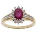 18ct Yellow Gold 0.33ct Brilliant Cut Diamond and Ruby Cluster Ring