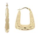 9ct Yellow Gold Brick Patterned Creole Earrings