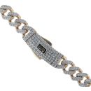 14ct Yellow Gold Monaco Classic Pave Lock Curb Chain 16"