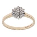 9ct Yellow Gold 0.20ct Diamond Cluster Ring