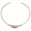 9ct Yellow Gold Amethyst Three Stone Bangle