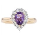 9ct Yellow Gold 0.35ct Diamond And Amethyst Ring