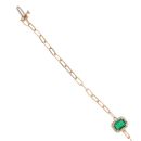 9ct Yellow Gold 0.12ct Diamond And Created Emerald Bracelet 7"