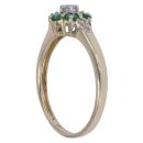 9ct Yellow Gold 0.10ct Diamond and Emerald Cluster Ring
