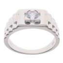Silver Cubic Zirconia Solitaire Watch Strap Ring