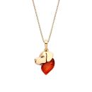 18ct Yellow ﻿Gold on Sterling Silver Baltic Amber Labrador Dog Pendant Necklace
