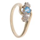 9ct Yellow Gold 0.05ct Diamond and Blue Topaz Three Stone Ring