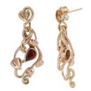 9ct Yellow Gold Garnet Tree Of Life Clogau Earrings
