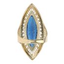 14ct Yellow Gold Cubic Zirconia Blue Gemstone Ring