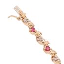 9ct Yellow Gold 0.08ct Diamond and Ruby Bracelet 7"