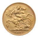 1907 Edward VII Large Head UK Half Sovereign Coin