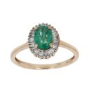 9ct Yellow Gold 0.25ct Diamond and Emerald Cluster Ring