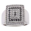 14ct White Gold 0.70ct Brilliant Cut Black and Colourless Diamond Cluster Ring