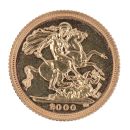2000 Elizabeth II Fourth Portrait UK Half Sovereign coin