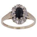 9ct Yellow Gold 0.05ct Diamond and Sapphire Cluster Ring