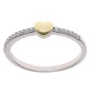 Silver and Yellow Gold Cubic Zirconia Heart Ring By Icesia