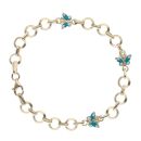 14ct Yellow Gold Child's Blue & White Butterfly Enamel 6" Bracelet
