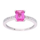9ct White Gold Pink Sapphire and Diamond Rectangular Ring
