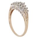 9ct Yellow Gold 0.25ct Brilliant Cut Diamond Three Row Cluster Ring