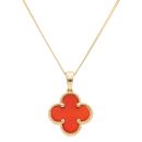 18ct Yellow Gold Orange Gemstone Petal Pendant and Chain 18"