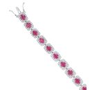 18ct White Gold 2.80ct Brilliant Cut Diamond and Created Ruby Cluster Bracelet 7"
