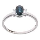 9ct White Gold 0.10ct Diamond and Sapphire Ring