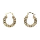 9ct Yellow Gold Greek Key Hoop Earrings