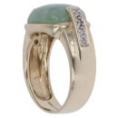 9ct Yellow Gold 0.05ct Diamond And Green Jade Ring
