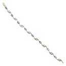 9ct Yellow Gold 0.05ct Single Cut Diamond and Amethyst Bracelet 8"