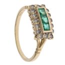 18ct Yellow Gold 0.20ct Brilliant Cut Diamond and Emerald Cluster Ring