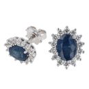 18ct White Gold Sapphire and Diamond Cluster Earrings