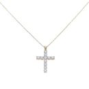 9ct Yellow Gold 1.00ct Brilliant Cut Lab Grown Diamond Cross Pendant and Chain 18"